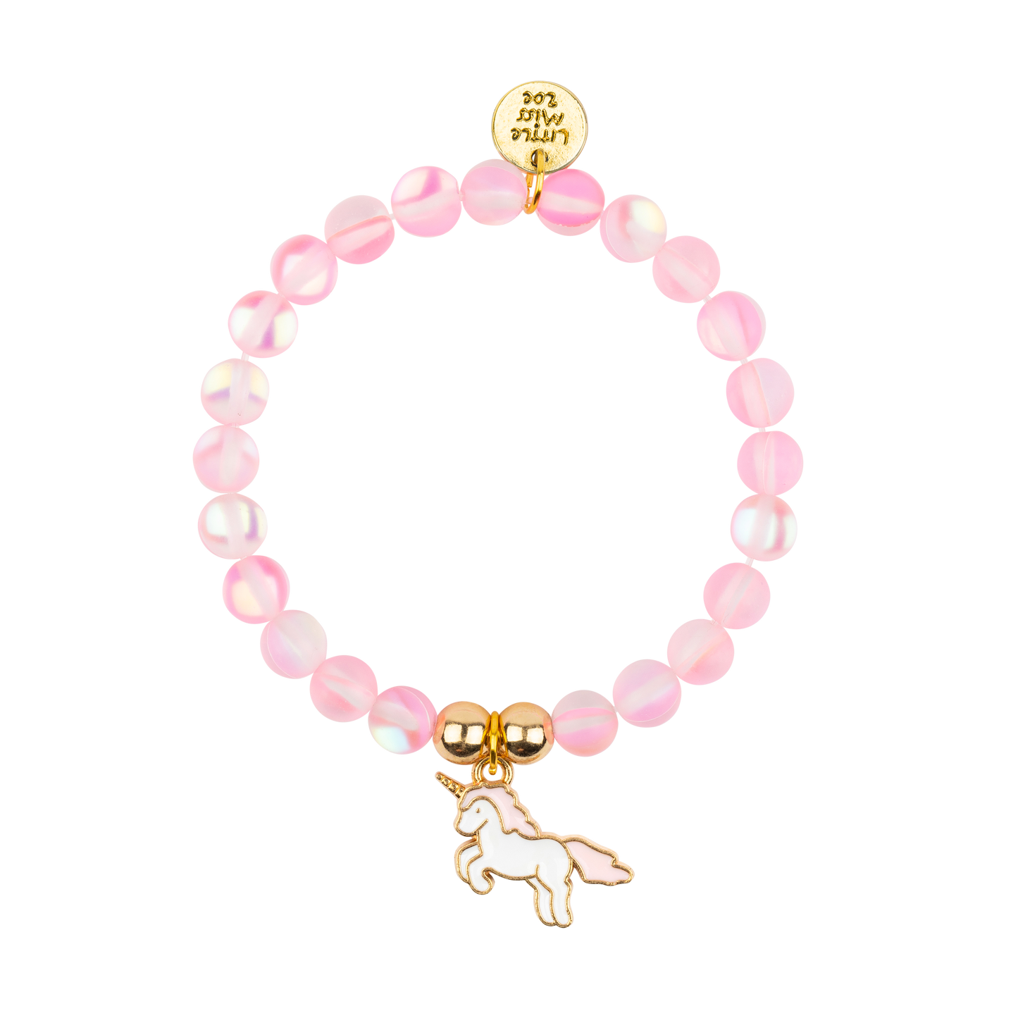 Pink Confetti Bracelet with Unicorn Enamel Charm – Little Miss Zoe