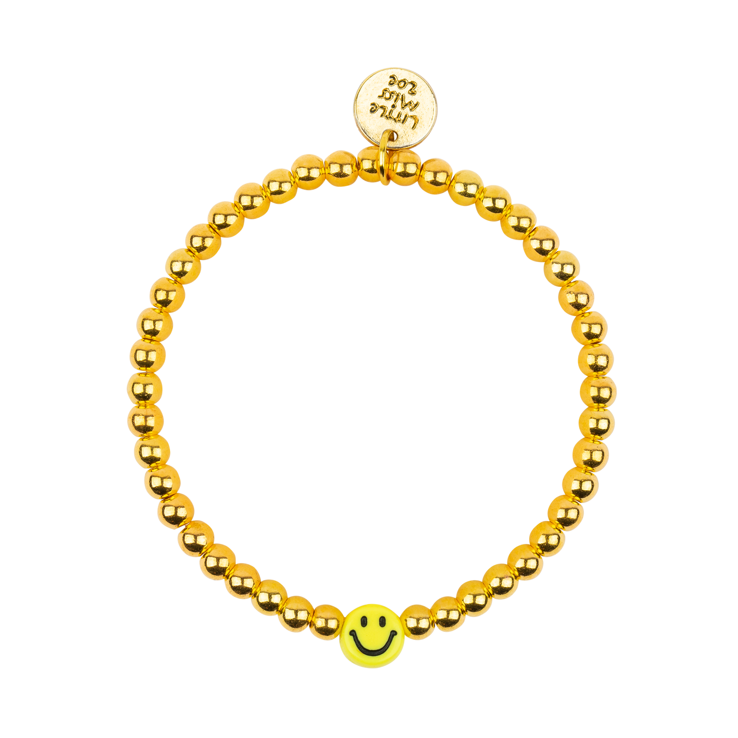 Dainty Gold Bracelet with Smiley Accent Bead