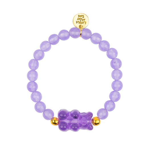 Purple Gemstone Bracelet with Gummy Bear Accent Charm